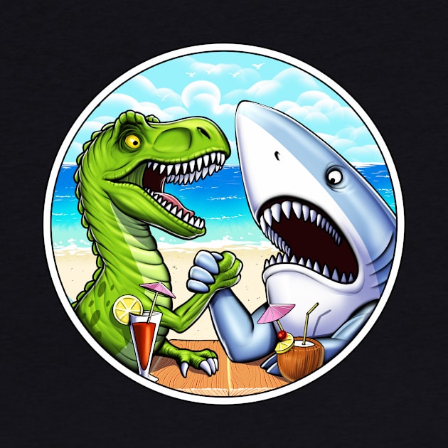 T-Rex Dinosaur Shark Arm Wrestling by underheaven